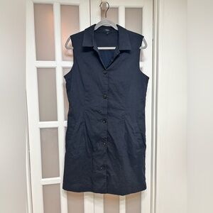 Theory Black Sleeveless Button-Front Shirt Statement Quiet Luxury Dress Size 12